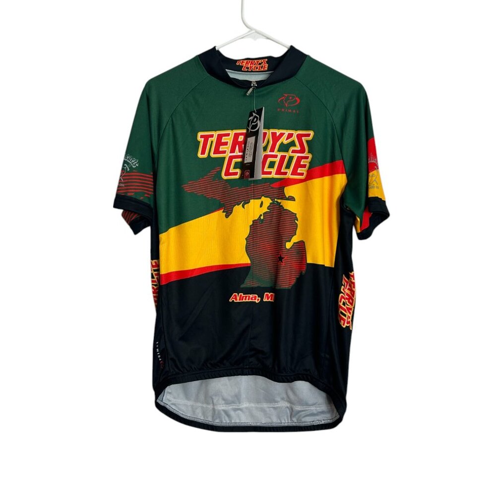 Terrys Cycle Primal Cycling Jersey Sport Cut Michigan Map Mens Size Large NWT